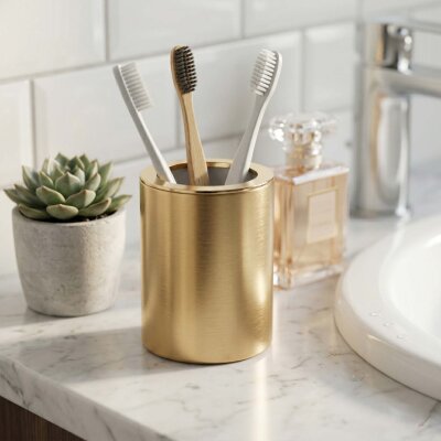 System Tezgah Üstü Diş Fırçalığı Gold Branch/Gold Renk (BA2003 007 GB-GL) - System Banyo