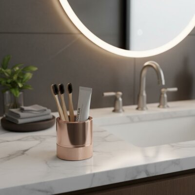 System Tezgah Üstü Diş Fırçalığı Gold Renk (BA2008 007 GL) - System Banyo