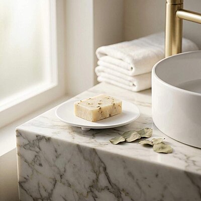 System Tezgah Üstü Katı Sabunluk Beyaz Renk (BA2013 508 AL7) - System Banyo