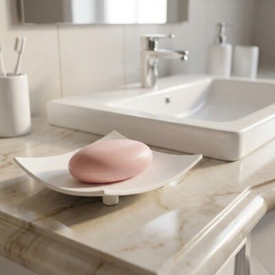 System Tezgah Üstü Katı Sabunluk Beyaz Renk (BA2014 008 AL7) - System Banyo