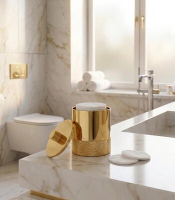 System Tezgah Üstü Pamukluk Gold Renk (BA2008 024 GL) - System Banyo