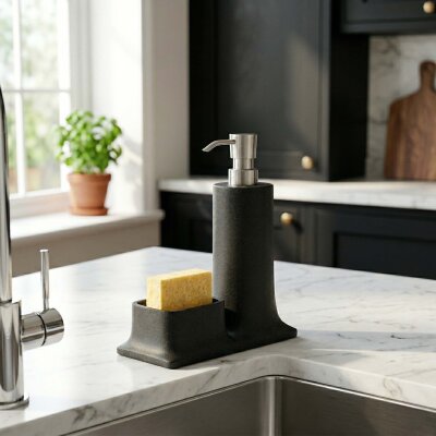 System Tezgah Üstü Deterjanlık Ve Süngerlik Siyah/Nikel Mat (BA2007 028 R2-NBM) - System Banyo