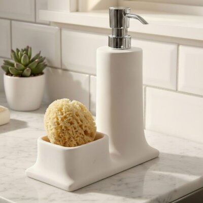 System Tezgah Üstü Deterjanlık Ve Süngerlik Beyaz/Krom (BA20007 001011 R1-CR) - System Banyo