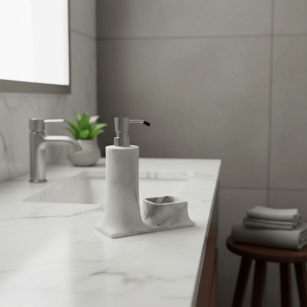 System Tezgah Üstü Deterjanlık - Süngerlik Mermer Desenli Krom (BA2007 028 R3-CR) - 1