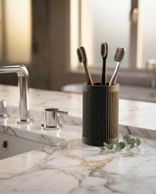 System Reçine Tezgah Üstü Diş Fırçalığı Siyah Renk (BA2018 007 R2) - System Banyo