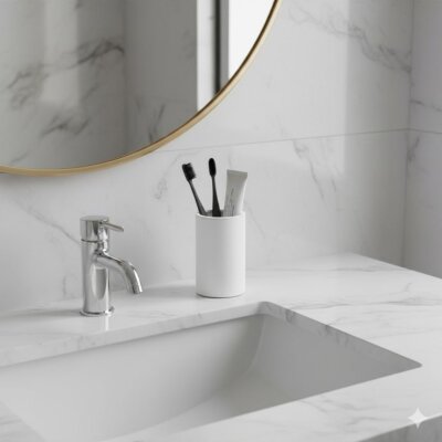 System Tezgah Üstü Diş Fırçalığı Beyaz Renk (BA2004 007 AL7) - System Banyo