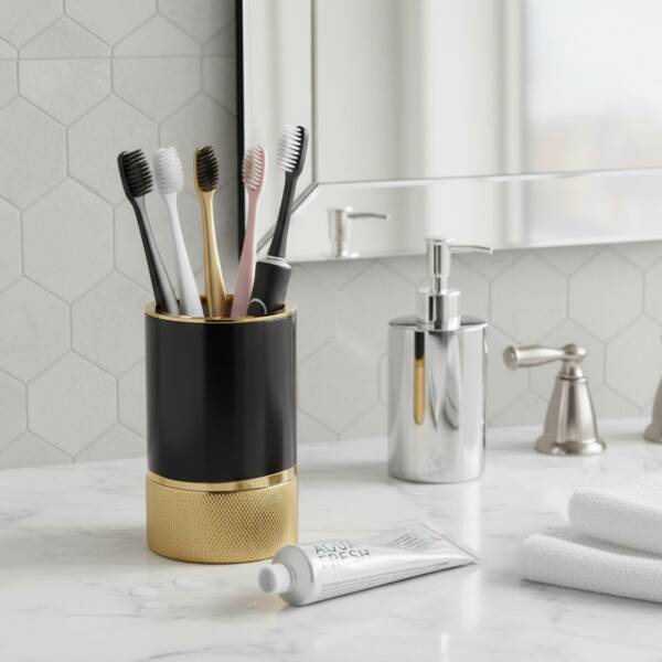 System Tezgah Üstü Diş Fırçalık Altın/Siyah (BA2006 007 GL-AL6) - 1