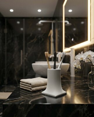 System Tezgah Üstü Diş Fırçalık Beyaz Renk (BA2007 007 R1) - System Banyo