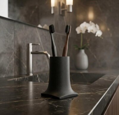 System Tezgah Üstü Diş Fırçalık Siyah Renk (BA2007 007 R2) - System Banyo