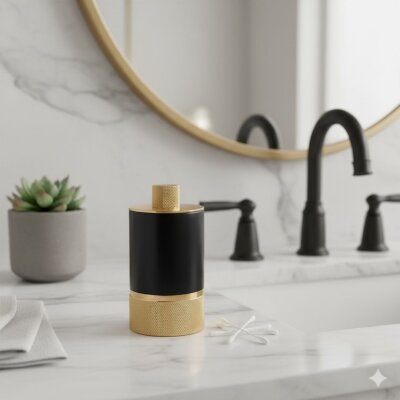 System Tezgah Üstü Pamukluk Altın/Siyah (BA2006 024 GL-AL6) - System Banyo