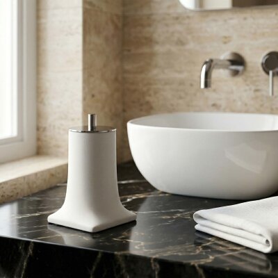 System Tezgah Üstü Pamukluk Beyaz/Krom Renk (BA2007 024 R1-CR) - System Banyo