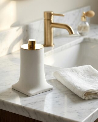 System Tezgah Üstü Pamukluk Beyaz/Altın Renk (BA2007 024 R1-GL) - System Banyo