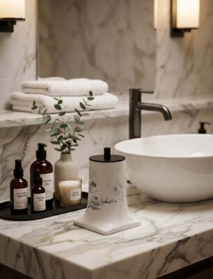 System Tezgah Üstü Pamukluk Mermer/Siyah Renk (BA20007 001013 R3-AL6) - System Banyo