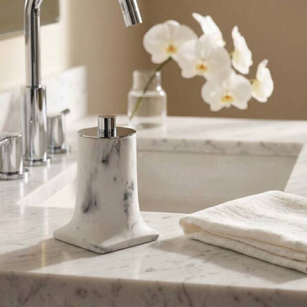 System Tezgah Üstü Pamukluk Mermer/Krom Renk (BA20007 001013 R3-CR) - 1