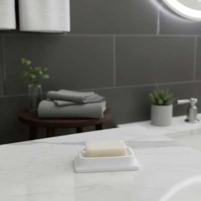 System Tezgah Üstü Katı Sabunluk Beyaz Renk (BA2007 008 R1) - System Banyo (1)