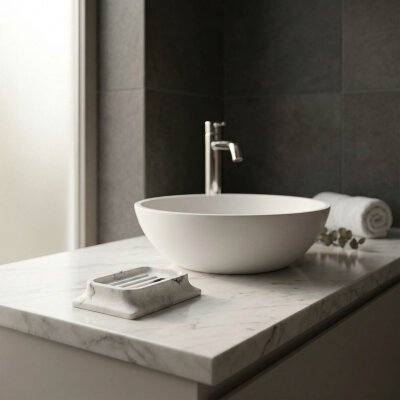 System Tezgah Üstü Katı Sabunluk Mermer Desenli (BA2007 008 R3) - System Banyo