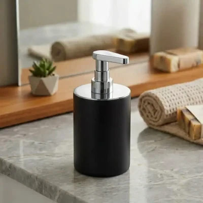 System Tezgah Üstü Siyah/Krom Sıvı Sabunluk (BA20010 001006 AL6-CR) - 1