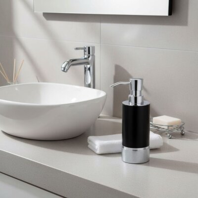 System Tezgah Üstü Sıvı Sabunluk Krom/Mat Siyah (BA2006 006 CR-AL6) - System Banyo