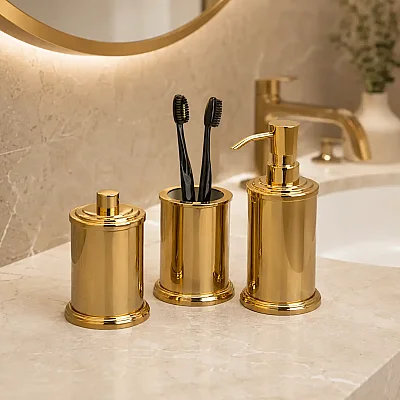 System Tezgah Üstü Sıvı Sabunluk Gold Altın Renk (BA2000 006 GL) - System Banyo
