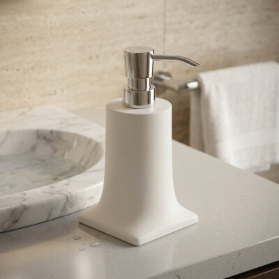 System Tezgah Üstü Sıvı Sabunluk Beyaz Krom Renk (BA2007 006 R1-CR) - System Banyo