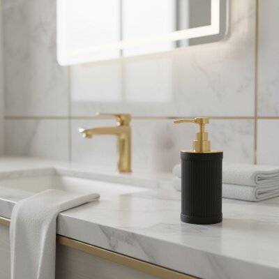 System Sıvı Sabunluk Siyah/Gold Renk (BA2019 006 R2-GL) - System Banyo