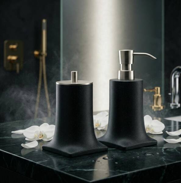 System Tezgah Üstü Sıvı Sabunluk Siyah/Saten Renk (BA2007 006 R2-NBM) - 3