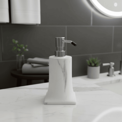 System Sıvı Sabunluk Mermer Desenli / Krom Beyaz (BA2007 006 R3-CR) - System Banyo