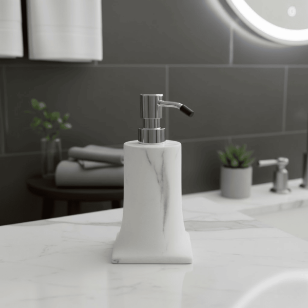 System Sıvı Sabunluk Mermer Desenli / Krom Beyaz (BA2007 006 R3-CR) - 1