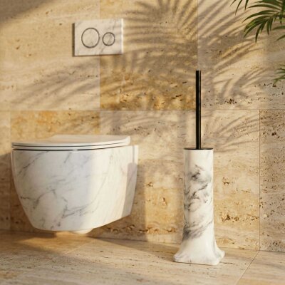 System Tuvalet Fırçalığı Mermer Desenli-Siyah (BA4006 009 R3-AL6) - System Banyo