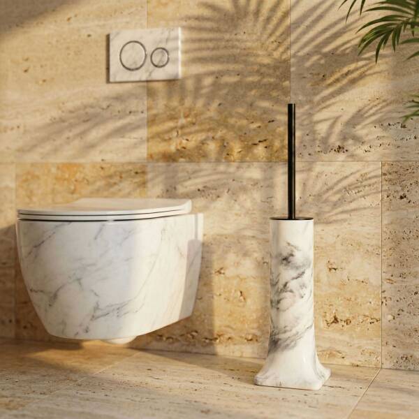 System Tuvalet Fırçalığı Mermer Desenli-Siyah (BA4006 009 R3-AL6) - 1