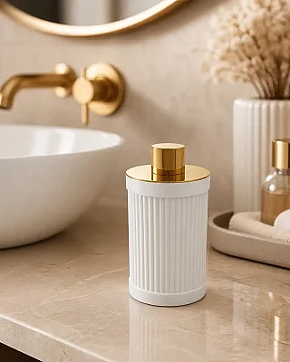 System Reçine Tezgah Üstü Pamukluk Beyaz/Gold (BA2019 024 R1-GL) - 1