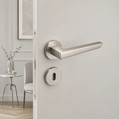 System Thor Mat Nikel Saten Rozetli Kapı Kolu (HA270RO12 NBM) - 1