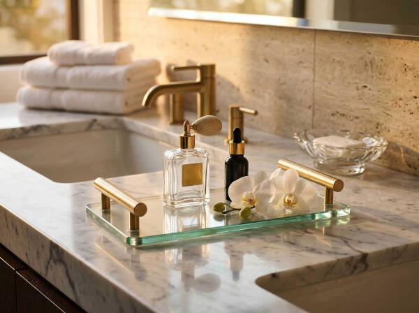 System Banyo Tepsisi Cam/Gold Branch Renk (BA2016 037 C1-GB) - 1