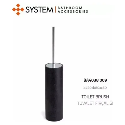 System Tuvalet Fırçası Siyah/Krom Renk (BA4038 009 R2-CR) - 2