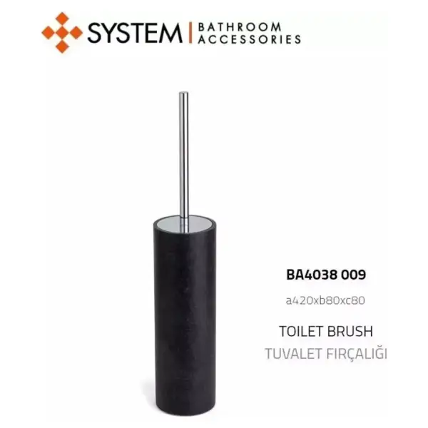 System Tuvalet Fırçası Siyah/Krom Renk (BA4038 009 R2-CR) - 2