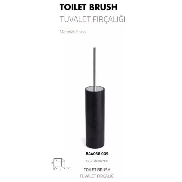 System Tuvalet Fırçası Siyah/Krom Renk (BA4038 009 R2-CR) - 3