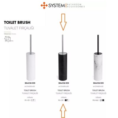 System Tuvalet Fırçası Siyah/Krom Renk (BA4038 009 R2-CR) - 4