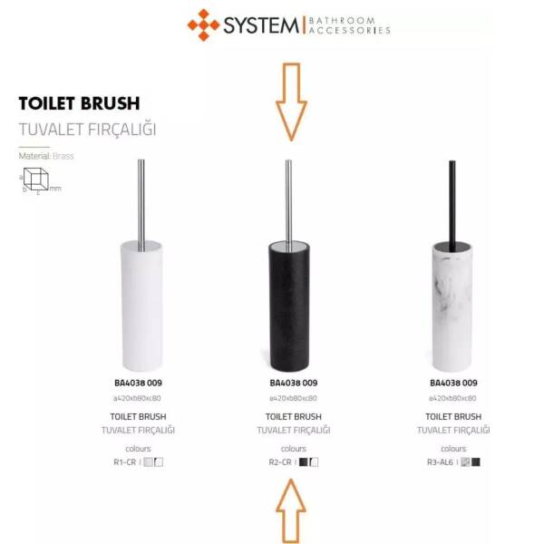 System Tuvalet Fırçası Siyah/Krom Renk (BA4038 009 R2-CR) - 4