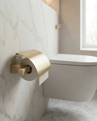 System Vector Kapaklı Tuvalet Kağıtlığı Gold Renk (BA1032 010 GL) - System Banyo