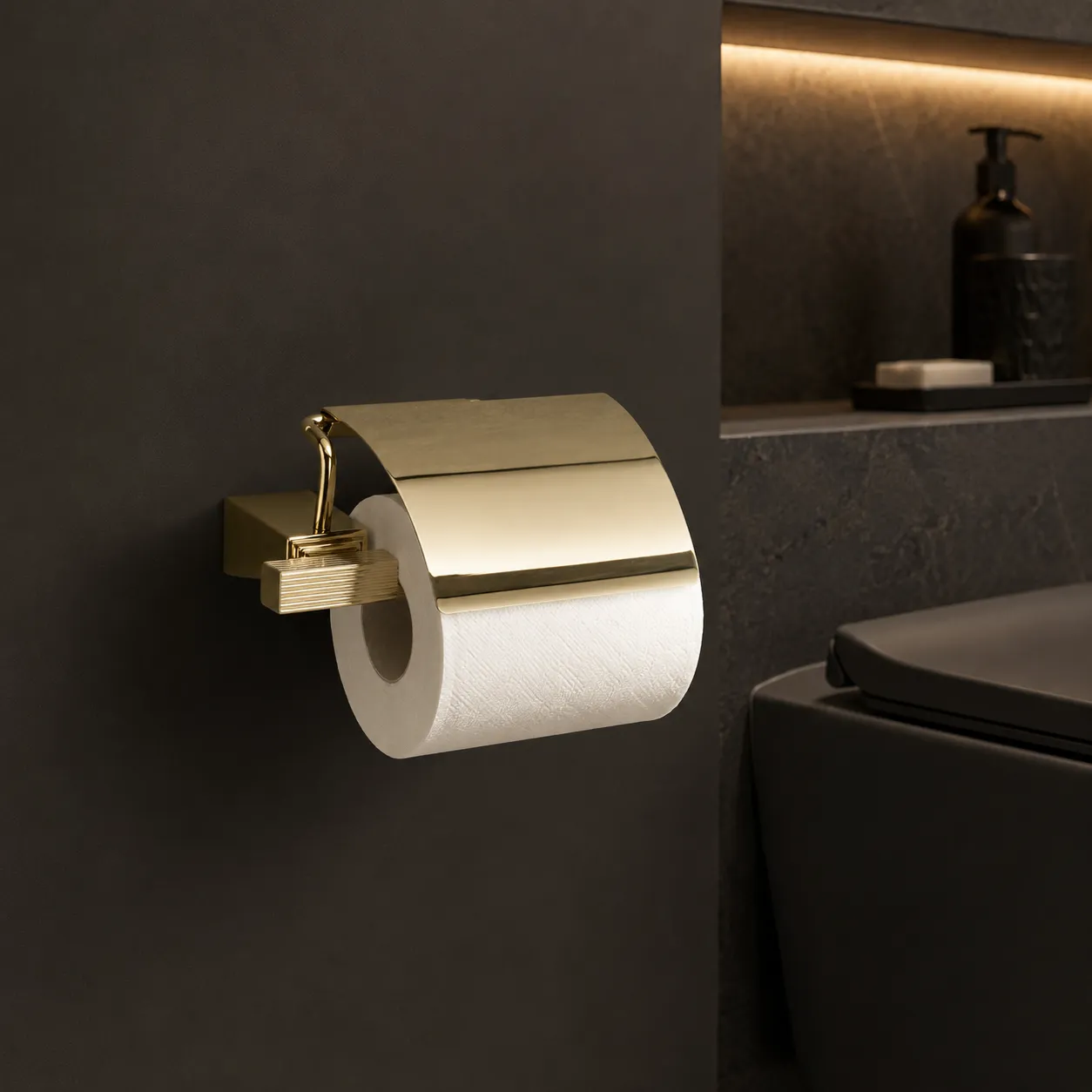 System Vector Kapaklı Tuvalet Kağıtlığı Gold Renk (BA1032 010 GL) - 2