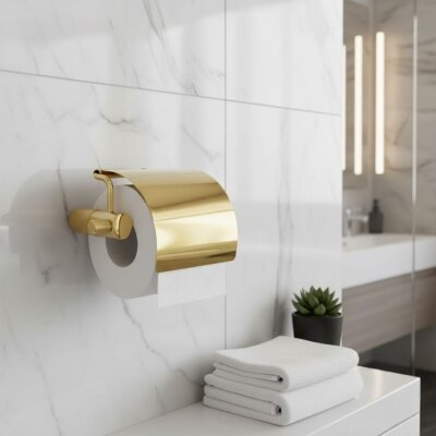 System X-Trail Altın Kapaklı Tuvalet Kağıtlığı Seri Sonu (BA10011 001010 GL) - System Banyo