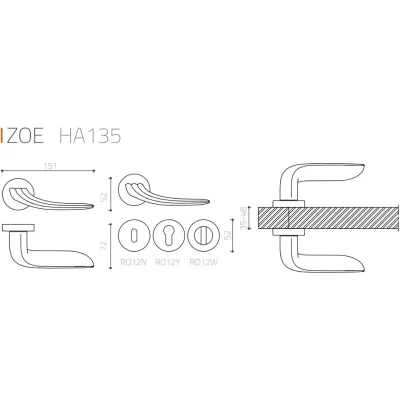 System Zoe Kapı Kolu Nikel Saten (HA135RO12 NB) - 2