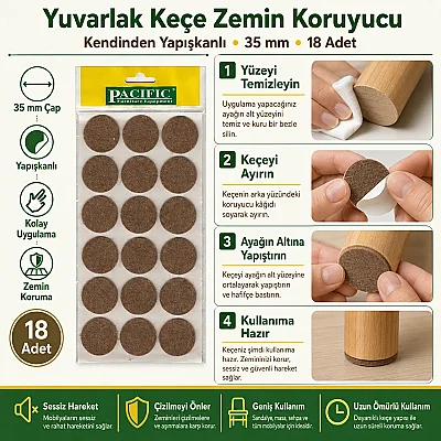 Pacific Kahverengi Keçe 35mm 1 Paket (TAP102) - Pacific (1)