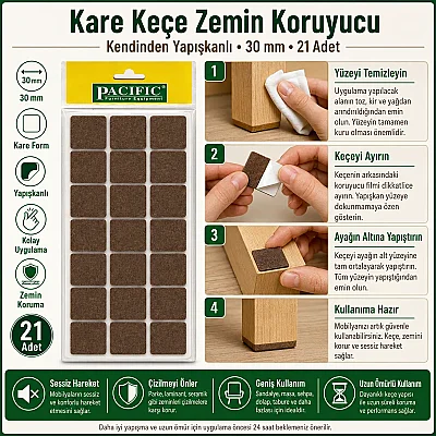 Pacific Kahverengi Keçe 30mm 3x3cm (TAP107) - Pacific (1)