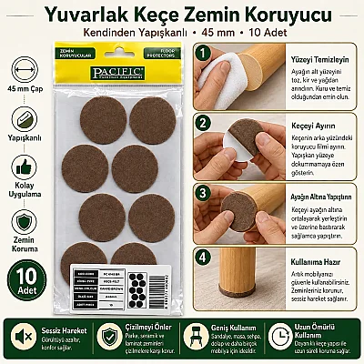 Pacific Kahverengi Keçe Yuvarlak 45mm (TAP101) - Pacific (1)