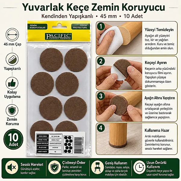 Pacific Kahverengi Keçe Yuvarlak 45mm (TAP101) - 2