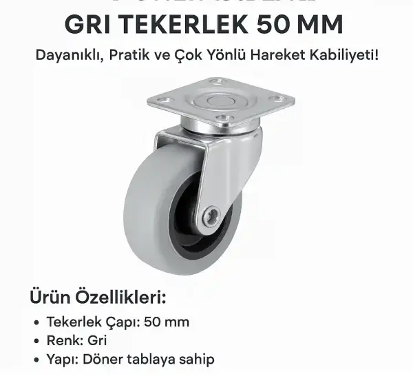 Hts Döner Tablalı Gri Tekerlek 50mm (120-02-50-10) - 1