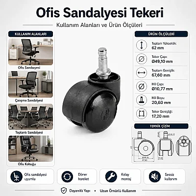 Hts Pimli Siyah Tekerlek 50mm (413) - 3