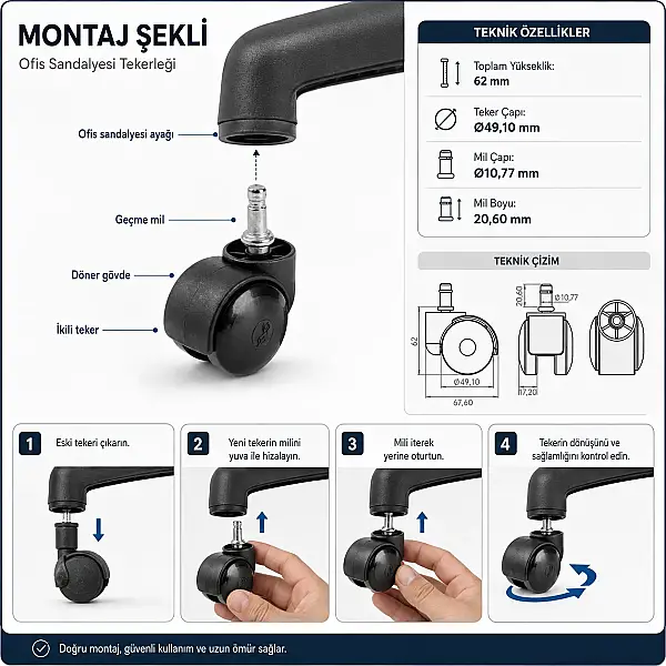 Hts Pimli Siyah Tekerlek 50mm (413) - 2