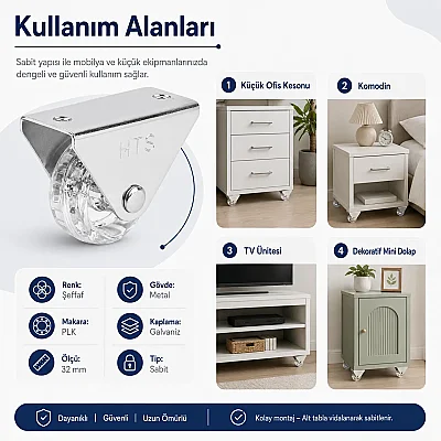 Hts Sabit Tekerlek Şeffaf 32mm (120-01-32-05) - 3